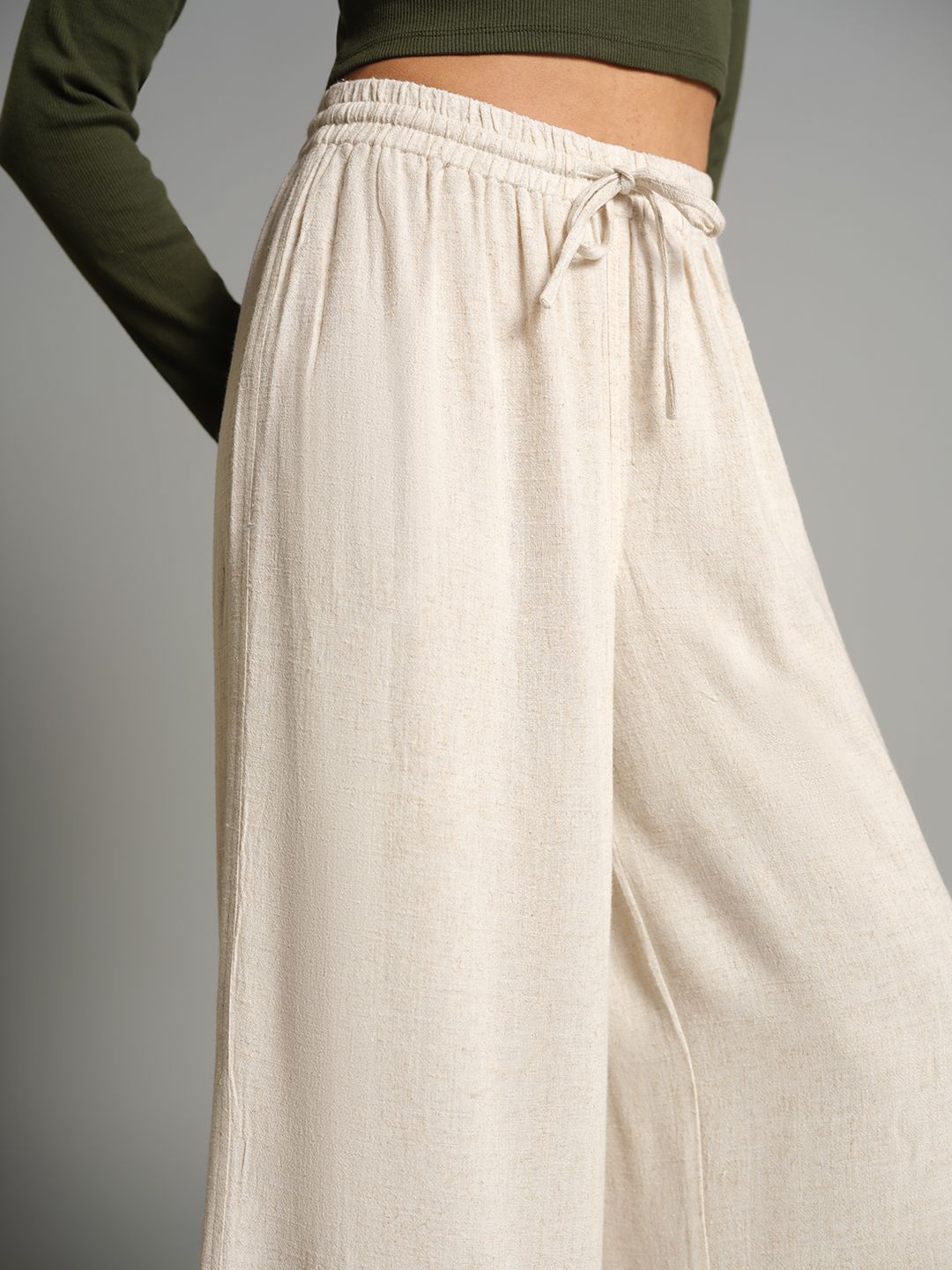 AND Women Solid High-Rise Culottes Trousers