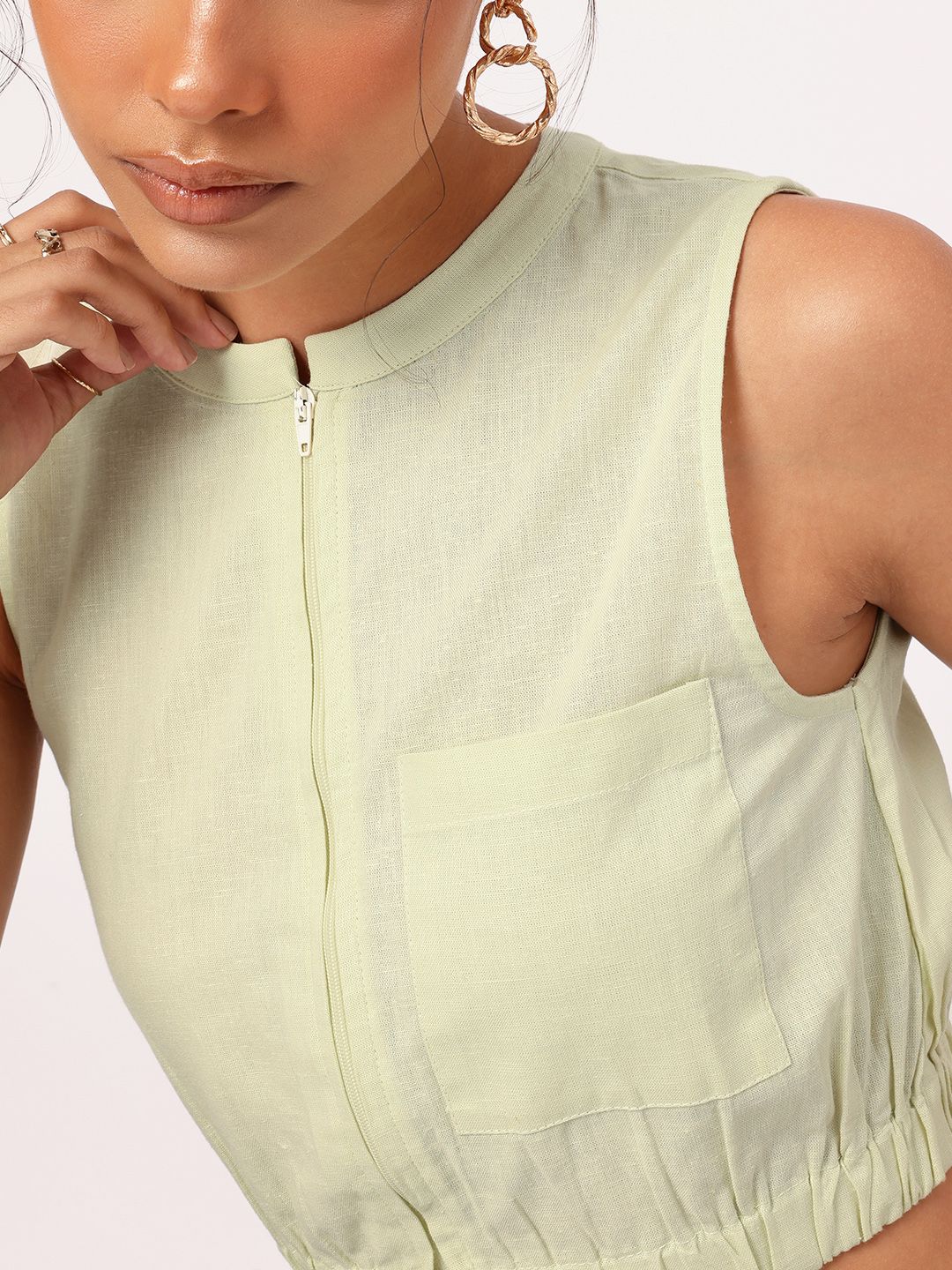 DressBerry Endless Summer Essential Cotton Linen Blouson Crop Top