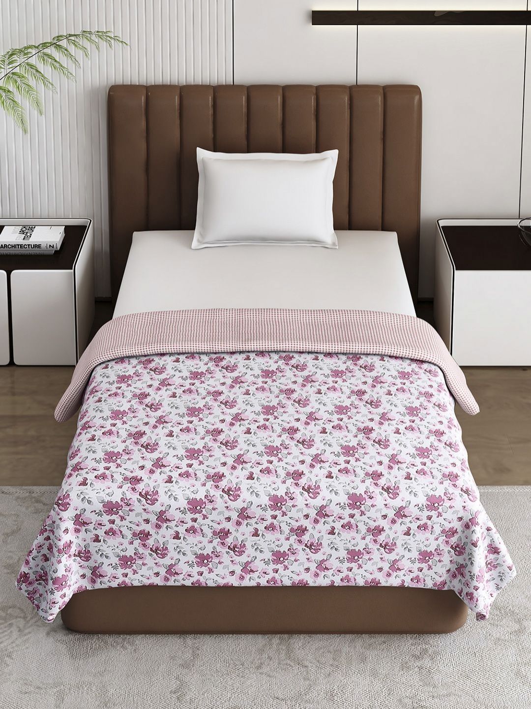 Monte Carlo Pink & White Floral Mild Winter 150 GSM Single Bed Dohar