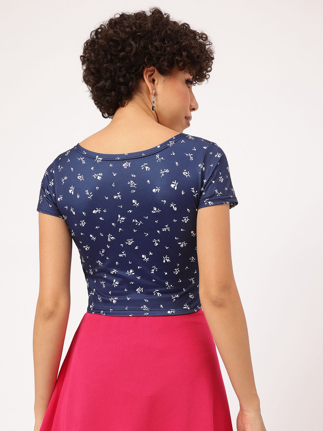 DressBerry Floral Frenzy Printed Wrap Crop Top