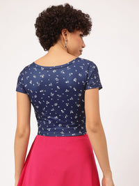 DressBerry Floral Frenzy Printed Wrap Crop Top