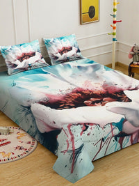 Myntra Elegant Homes Multicoloured Floral 300 TC Bedsheet with 2 Pillow Covers
