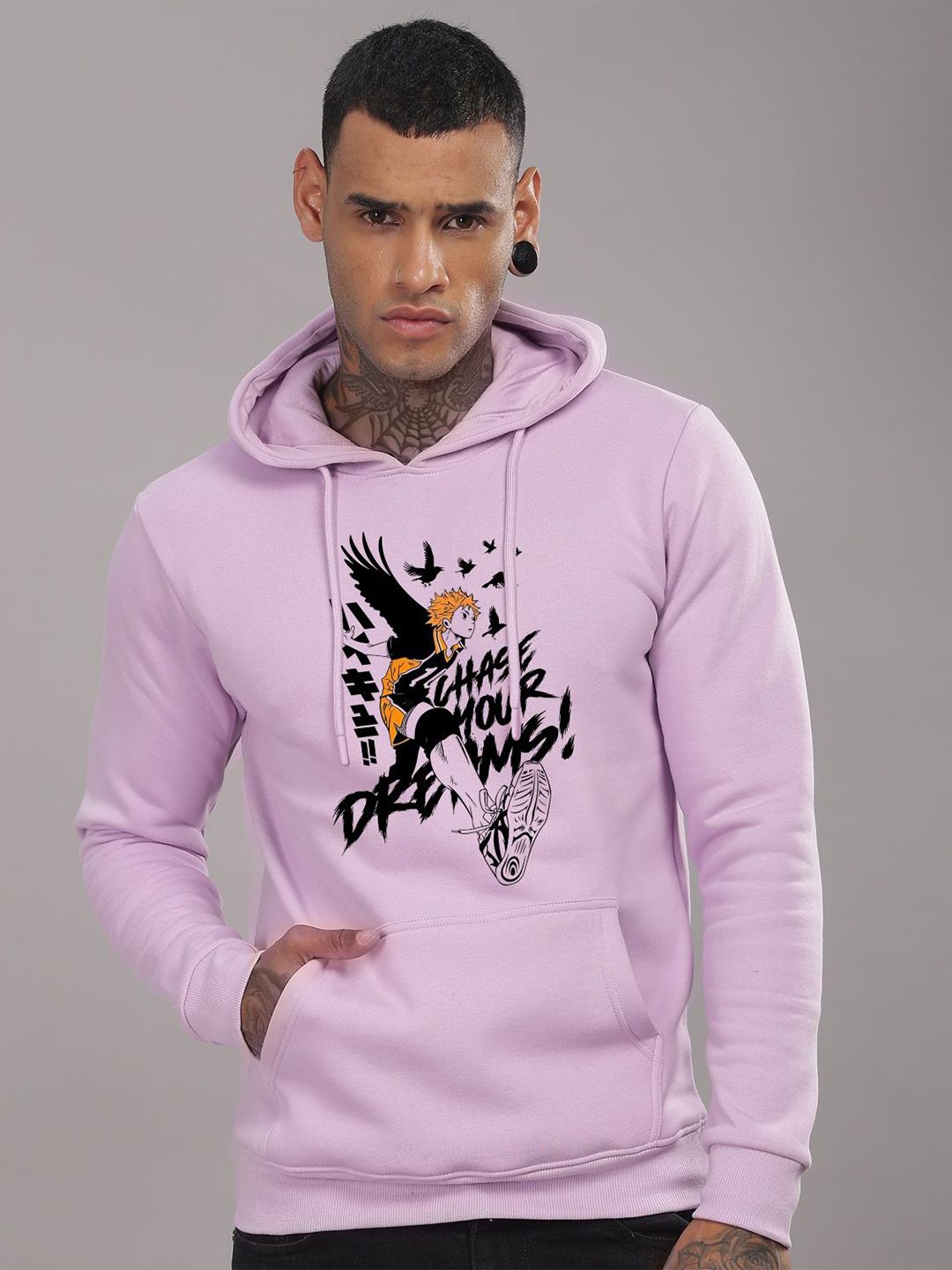ADRO Men Printed Hooded Sweatshirt