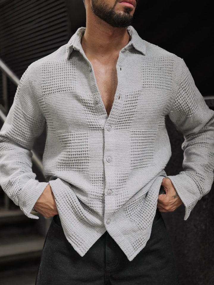 Powerlook Men Spread Collar Textured Casual Shirt