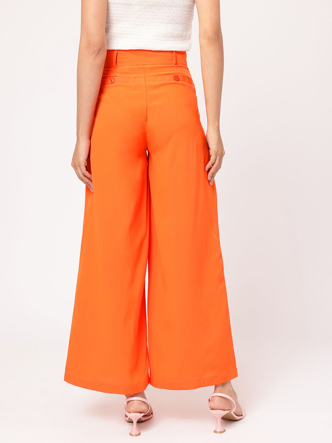 DressBerry Tangerine Drapes High-Rise Pleated Trousers