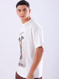 The Indian Garage Co Men Graphic Printed Round Neck Cotton Oversized T-shirt