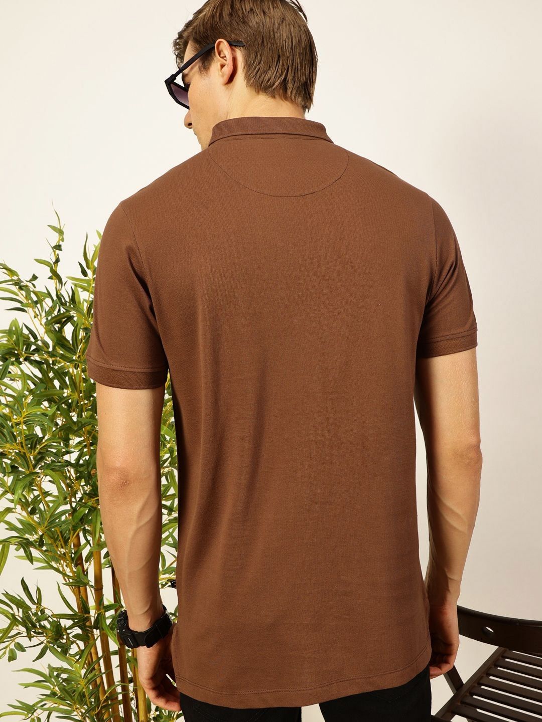 Thomas Scott Men Solid Polo Collar Pure Cotton T-shirt