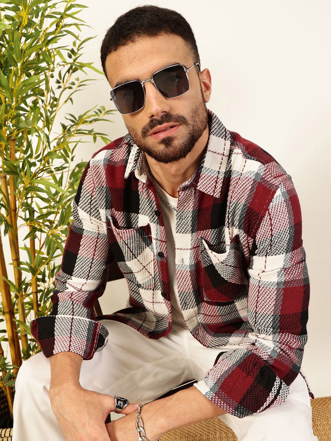 Thomas Scott Men Premium Tartan Checked Casual Shirt