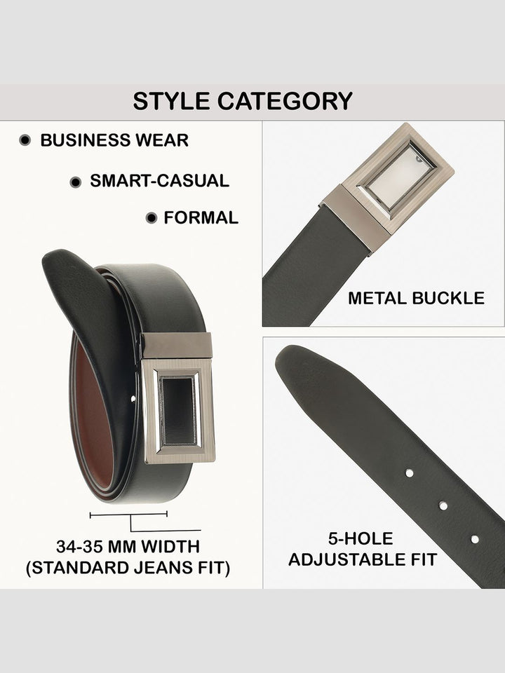 Teakwood Leathers Men Textured Leather Reversible Formal Belt