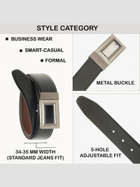 Teakwood Leathers Men Textured Leather Reversible Formal Belt