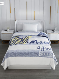 Monte Carlo White & Grey Striped Mild Winter 600 GSM Single Bed Blanket