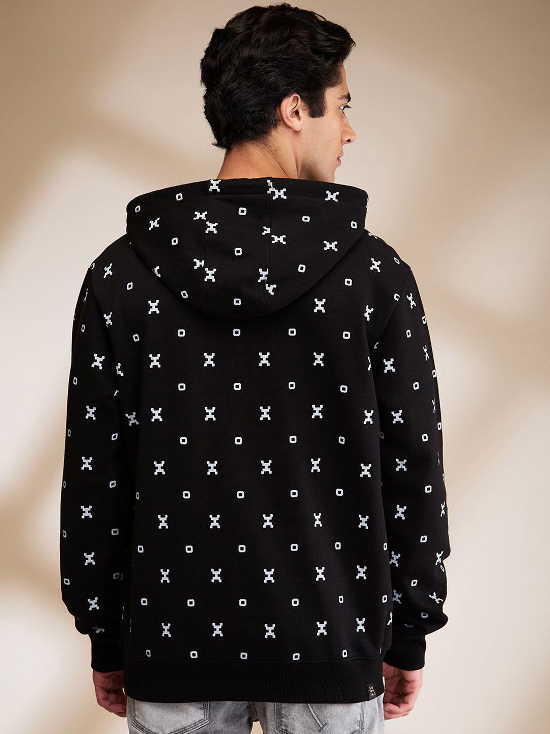 Being Human Geometric Printed Hooded Long Sleeves Pullover