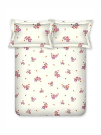 BOMBAY DYEING 525B Red & Yellow Floral 164 TC Pure Cotton Queen Bedsheet Set