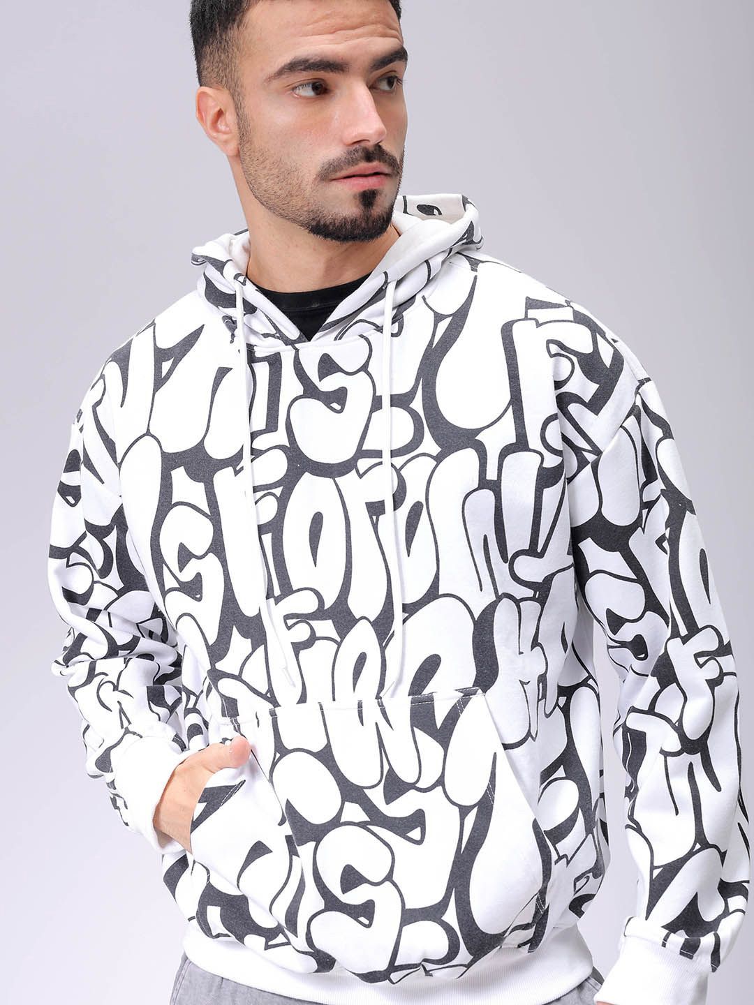 The Indian Garage Co Men Printed Hooded Sweatshirt
