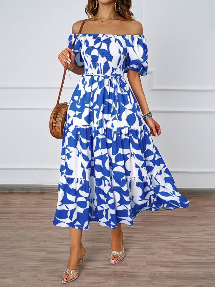 Semua Mengenai Anda Cetak Abstrak Pakaian Fit & Flare Midi