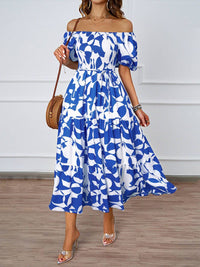 Semua Mengenai Anda Cetak Abstrak Pakaian Fit & Flare Midi