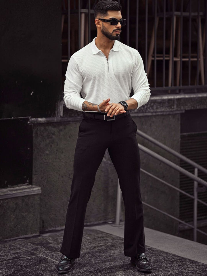 Powerlook Men Self Design Polo Collar Cotton T-shirt