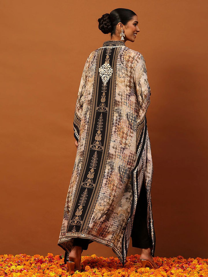 Rumah Chikankari Wanita Krep Coklat Chikankari Sulam Kurta