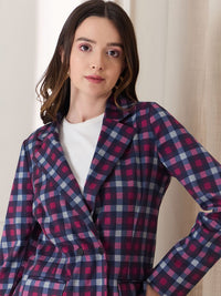Berrylush Checked Long Sleeves Blazer With Skirt & Top