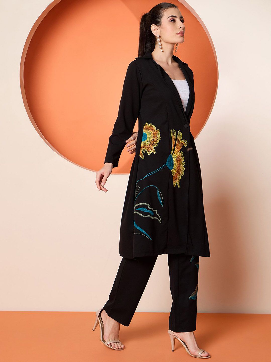 Antheaa Embroidered Coat & Trousers Co-Ords