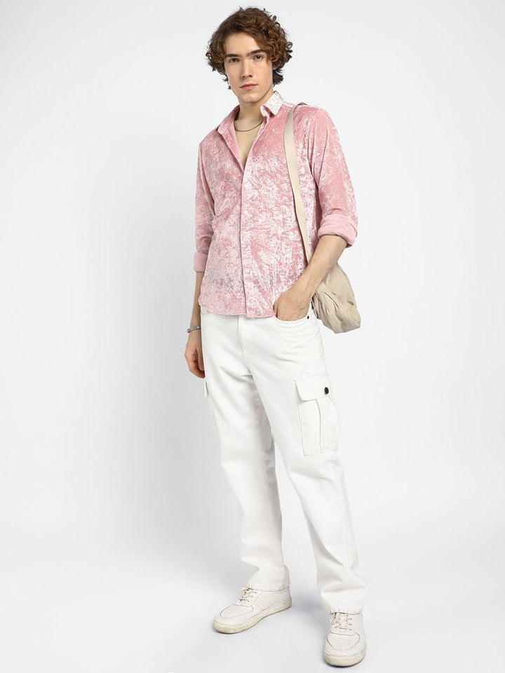 Campus Sutra Men Comfort Spread Collar Textured Casual Shirt