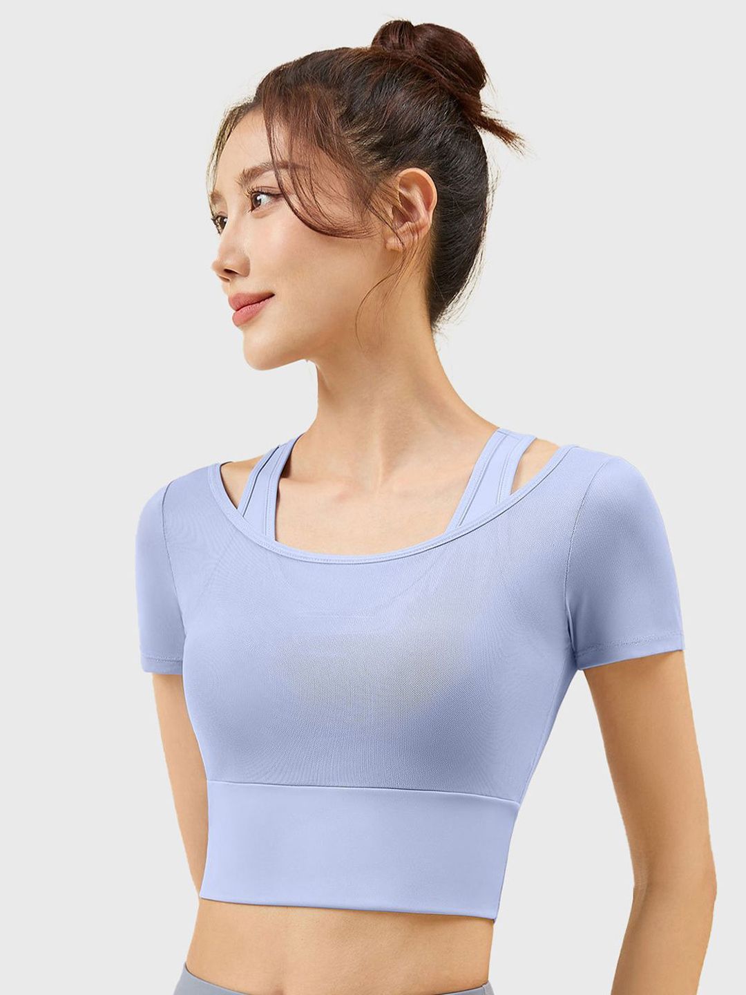 HRX by Hrithik Roshan Round Neck Short Sleeves Crop Top