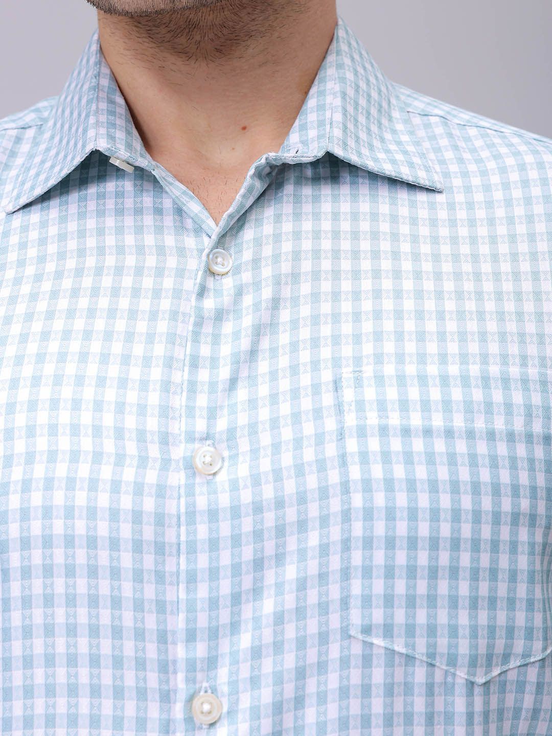 The Indian Garage Co. X Luxe Men Spread Collar Checked Cotton Slim Fit Formal Shirt