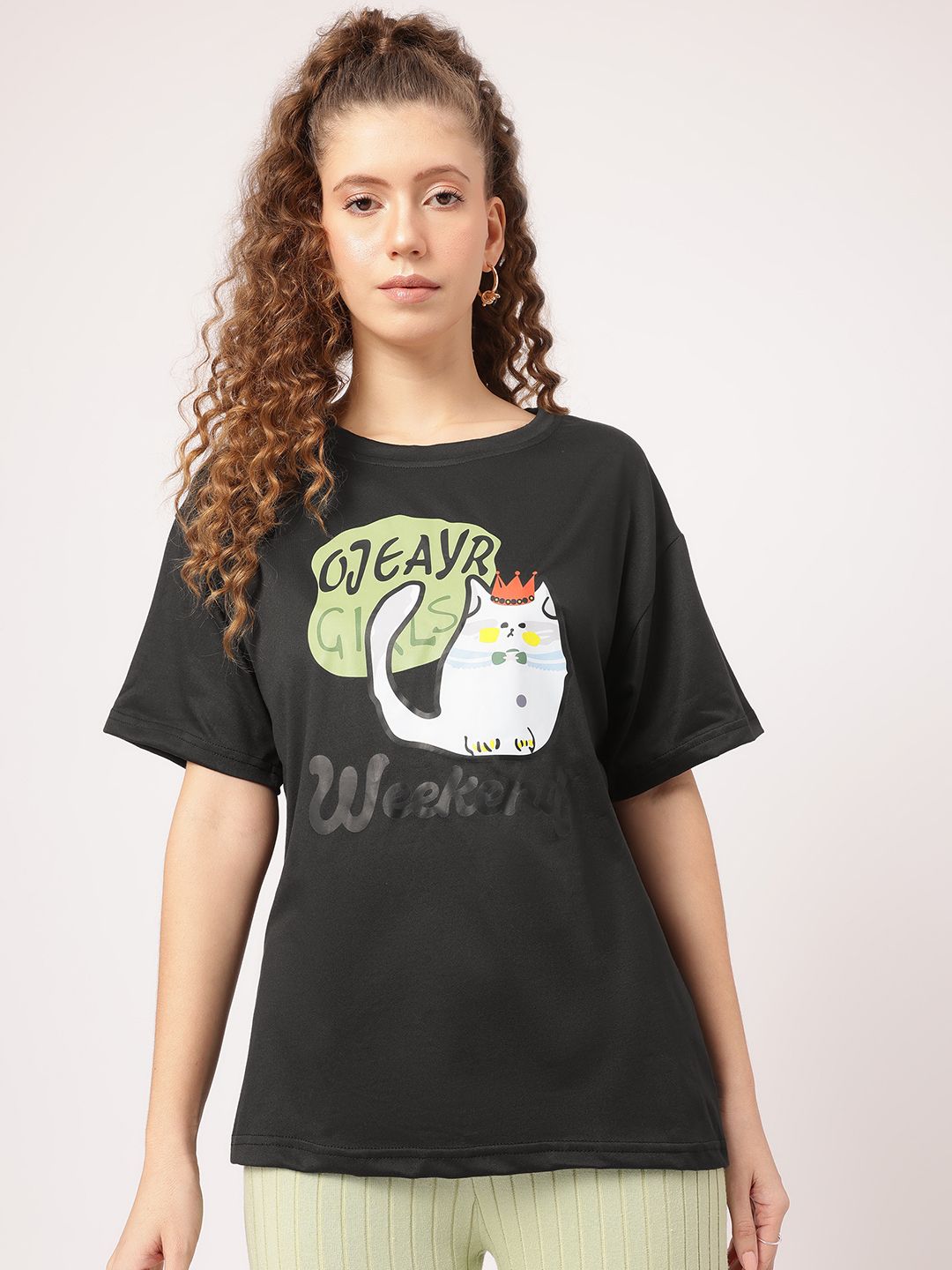 DressBerry Cuddly Couture Graphic Printed Comfy Longline Tee