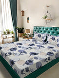 KLOTTHE Blue Floral Printed Dilengkapi 300 TC Double King Fine Bedsheet Dengan 2 Sarung Bantal