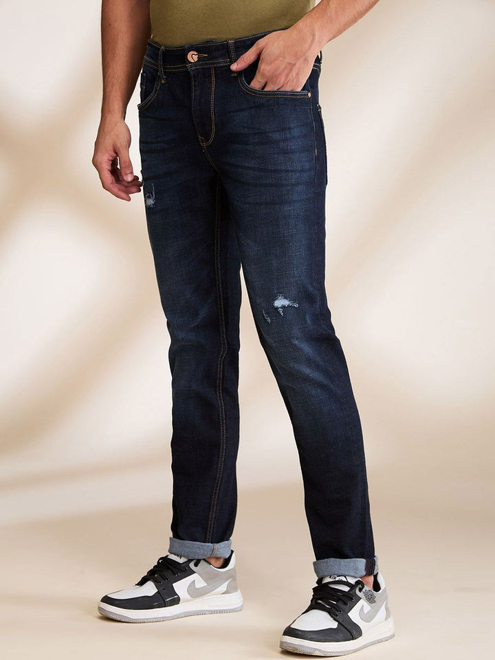 Being Human Men Solid Mid-Rise Skinny Fit Cat Scratches Jeans
