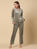 KLOTTHE Women Solid Woolen Night Suit