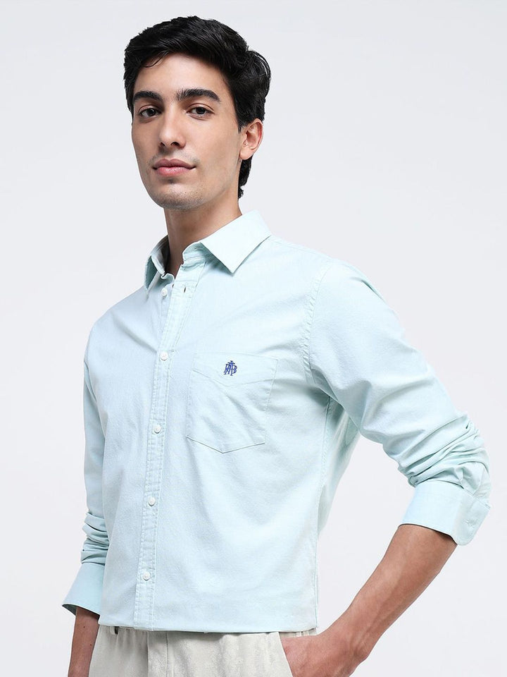 RARE RABBIT Men Comfort Spread Collar Solid Cotton Formal Shirt