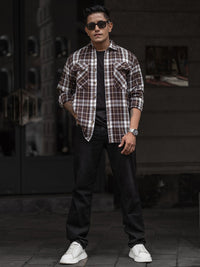 Powerlook Men Spread Collar Tartan Checked Casual Shirt