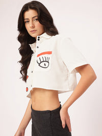 DressBerry Quirky Essentials Printed Crop Shirt