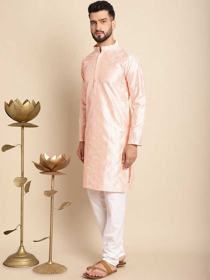 Anouk Pink Embroidered Thread Work Regular Kurta with Churidar
