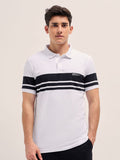THE BEAR HOUSE Men Striped Polo Collar Cotton T-shirt