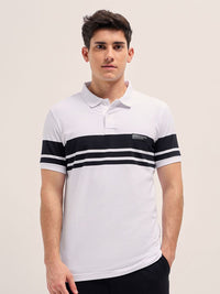 THE BEAR HOUSE Men Striped Polo Collar Cotton T-shirt