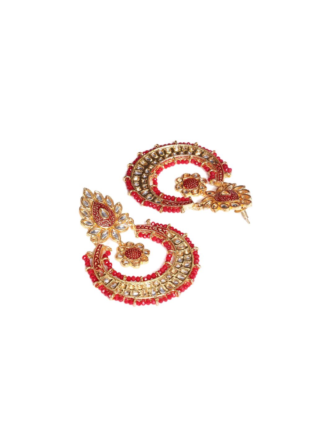 PANASH Gold Plated Kundan Contemporary Drop Earrings