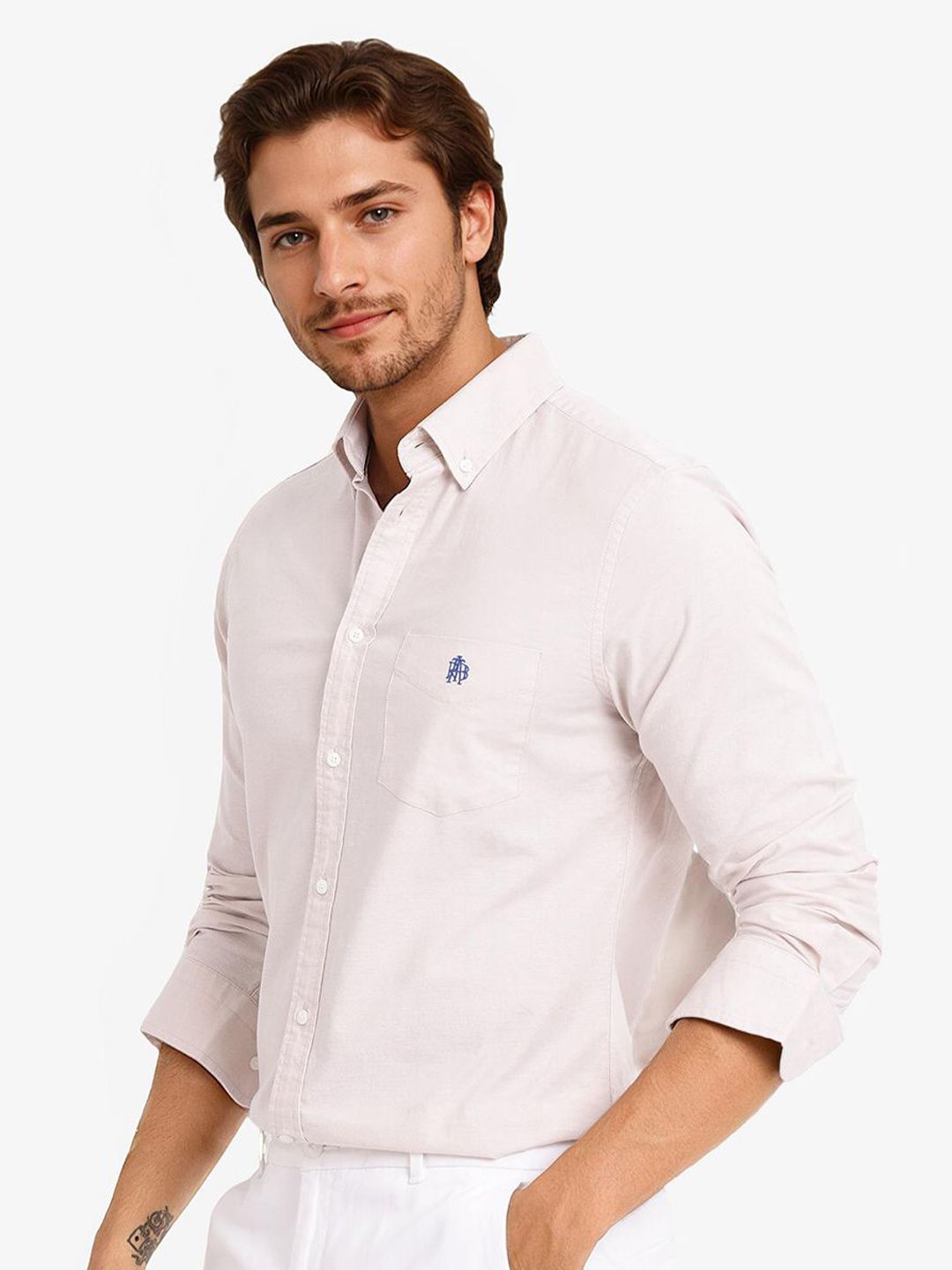 RARE RABBIT Men Comfort Spread Collar Solid Cotton Formal Shirt