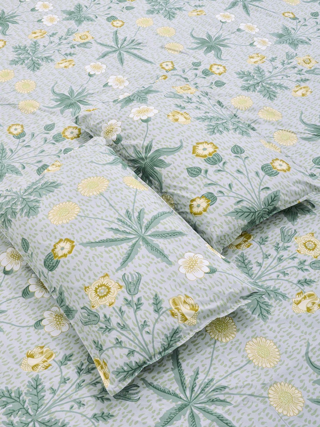 KLOTTHE Green Floral 300 TC Cadar King