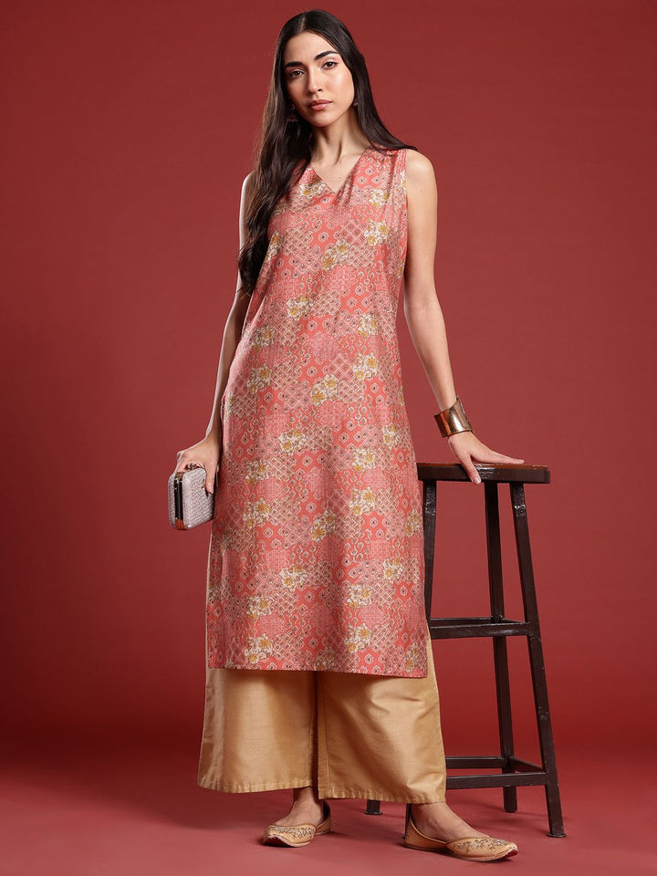 Anouk Geometric Printed Straight Kurta