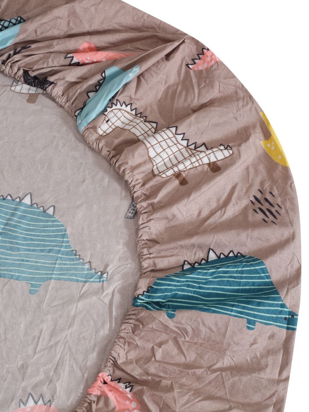 Myntra Elegant Homes Kartun Coklat Dicetak Dilengkapi Cadar Katil King 300 TC Dengan 2 Sarung Bantal