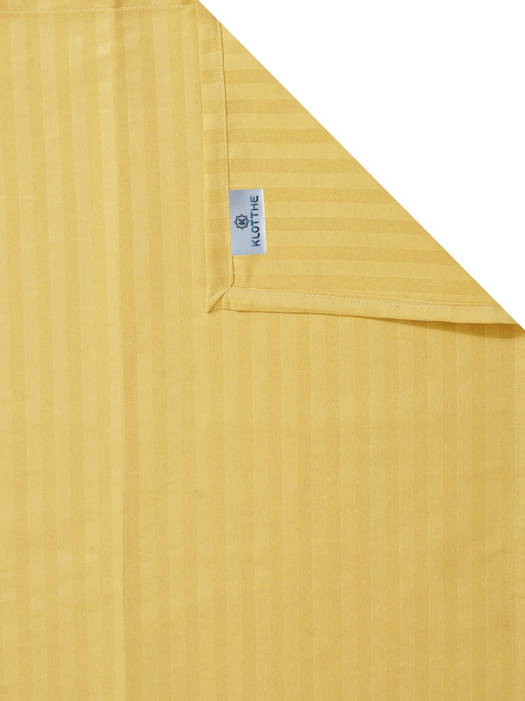 KLOTTHE Yellow Striped 300 TC King Bedsheet with 2 Pillow Covers