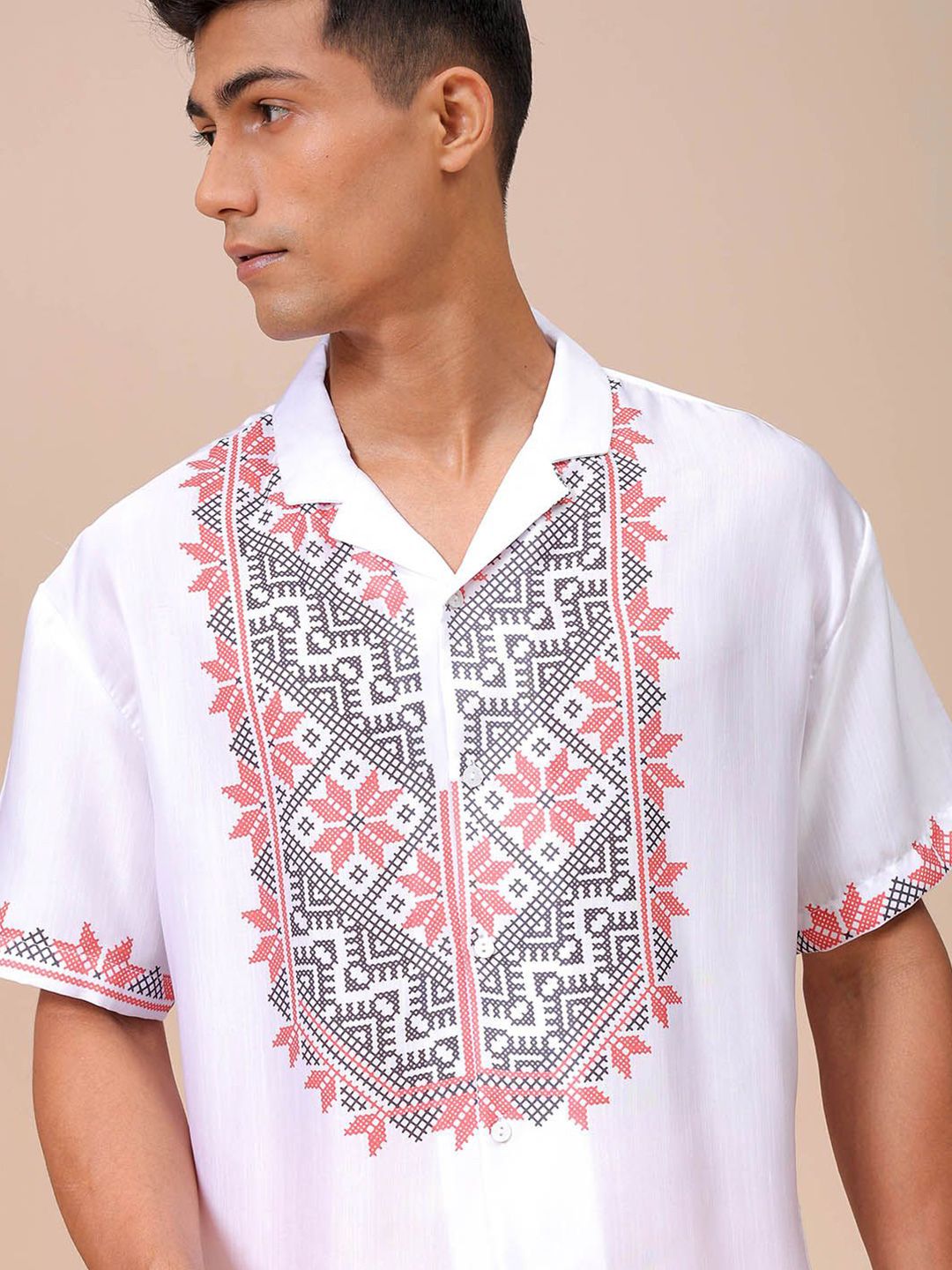 Lelaki Garage Co Indian Santai Fit Fit Floral Printed Resortwear Shirt