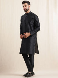 Anouk Men Mandarin Collar Kurta with Pyjamas With Woven Maroon Nehru Jacket