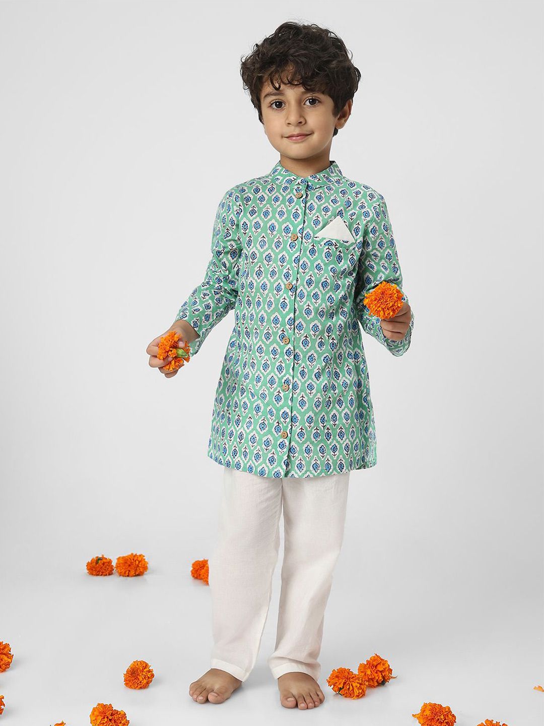 Nauti Nati Boys Cotton Printed Kurta Set