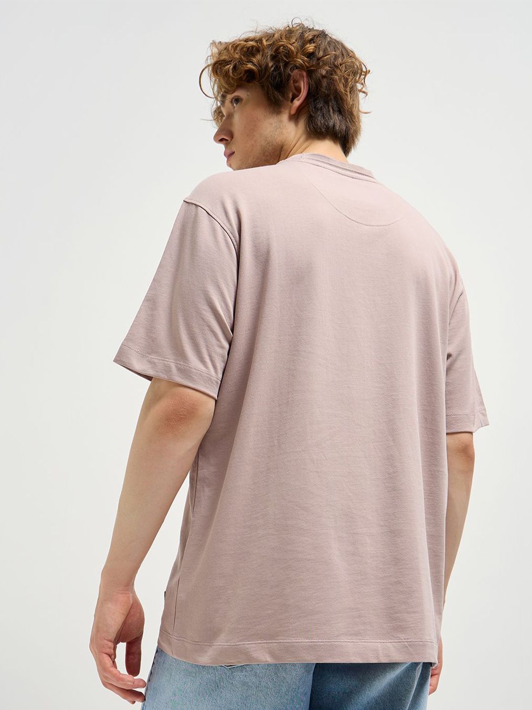 THE BEAR HOUSE Men Typography Printed Round Neck Cotton Oversized T-shirt