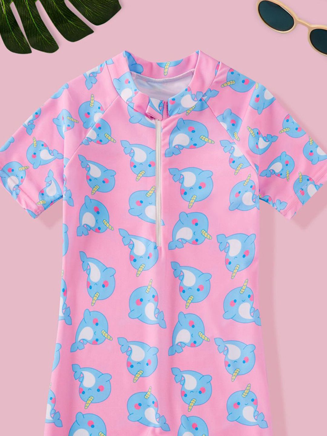 YK Girls Printed Round Neck Legsuit