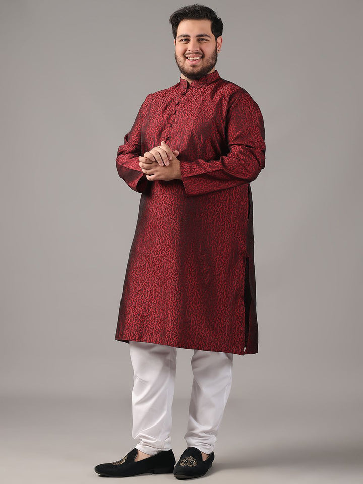 SOJANYA PLUS Plus Size Men Ethnic Motifs Woven Design Straight Kurta With Pyjamas