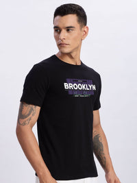 ADRO Typography Printed Round Neck Cotton T-shirt